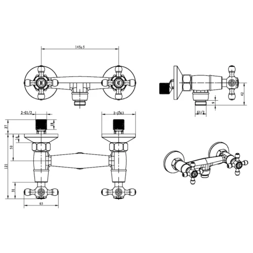 Купить купить смеситель для душа, boheme royal cristal, хром арт. 274-royal/crst black