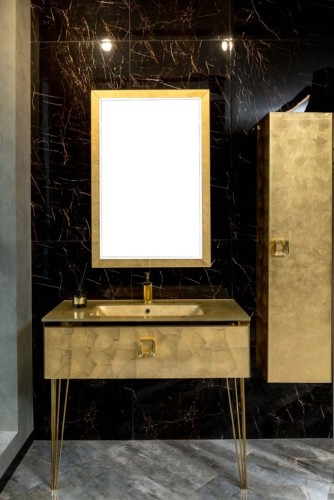 Купить купить тумба под раковину, подвесная, armadi art lucido, поталь арт. 770-080-foil