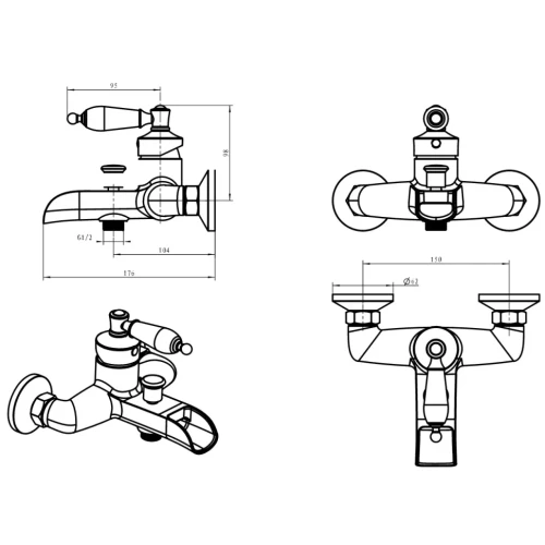 Купить купить смеситель для ванны, boheme vogue, бронза арт. 203-crst